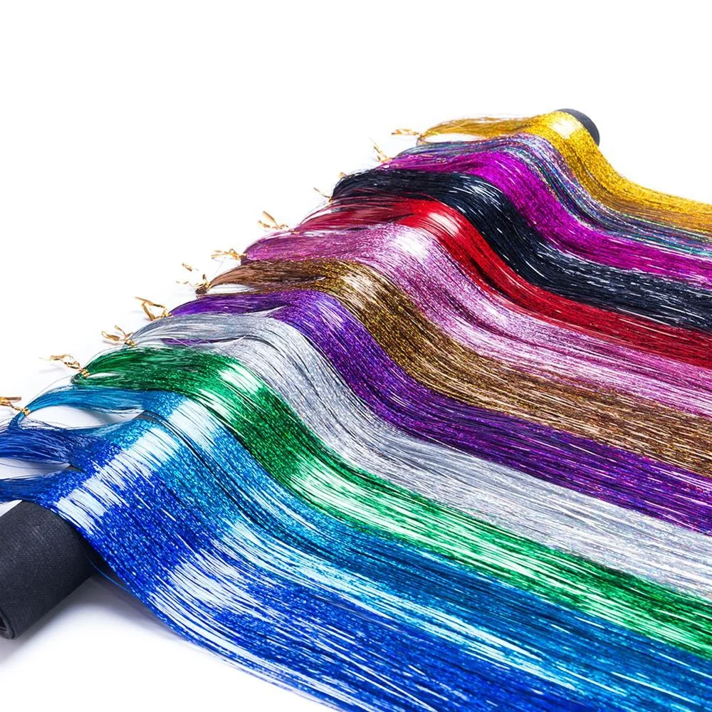 48inch 120cm Bling Rainbow Silk Hair Tinsel Extension Glitz Colorful