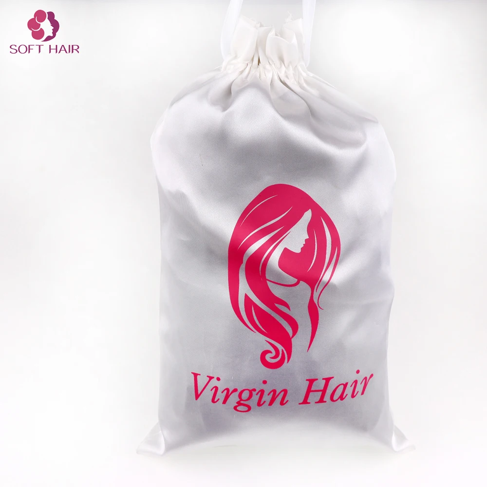 Wholesale Satin Black Hair Extension Bag With Drawstring For Hair