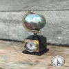VINTAGE FINISH WORLD GLOBE WITH CLOCK STAND TABLE TOP