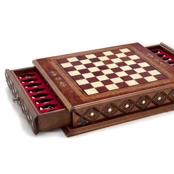 Istanbul Chess Board With Two Drawers For Figures Mother Of Pearl