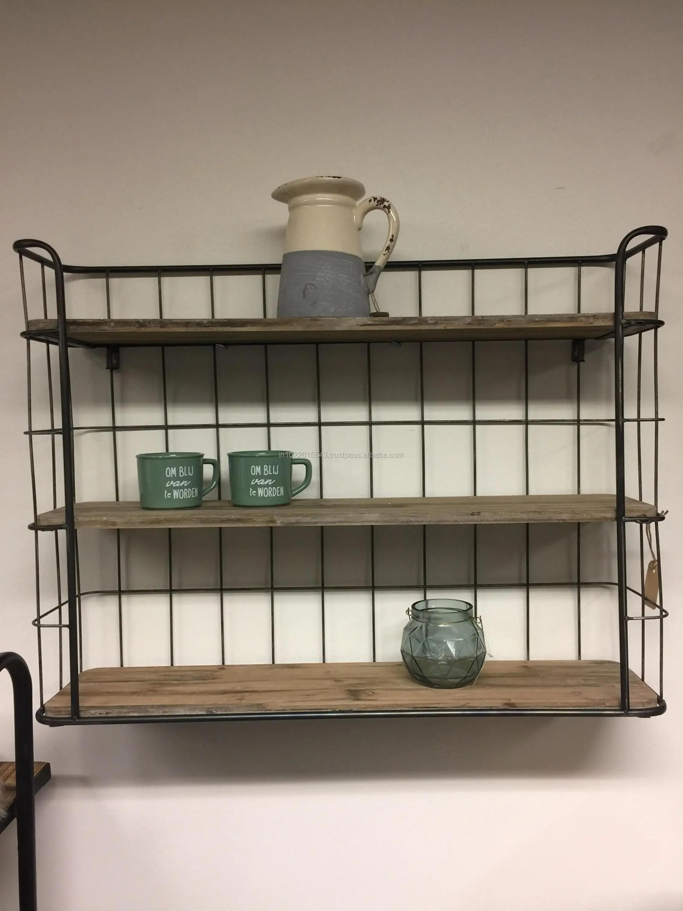 Industrial Wall Shelf With 3 Shelves & Hanging Hooks Buy Antique Wall