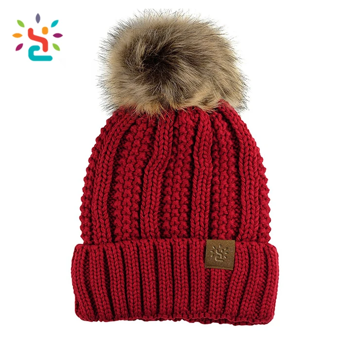 mens knit hat with pom