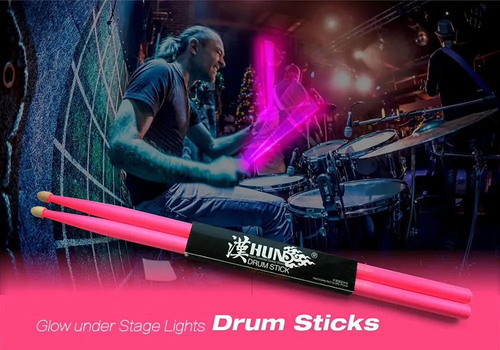 OEM instruments musical wholesale high quality Glow 5A 7a 2b Hickory Drum Sticks