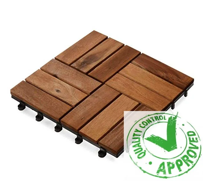Balcony Teak Wooden Deck Tiles/ Vietnam Interlocking Teak Wood Floor Tiles For Outdoor Terrace