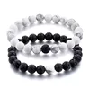 Natural Black Lava And White Howlite Streachable Bracelet For Sale Wholesale Dealers Gemstone For Meditation