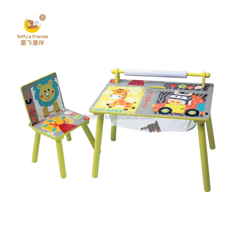 Kids Cartoon Wooden Table One Chair Set Lego Playtable Study Table With Paper Roll Buy Kids Play Table Kids Table Chair Lego Table Product On