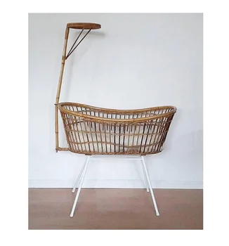 Vintage Style Rattan Baby Crib Bamboo Rattan Bed For Kid