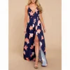 New Hot Selling Women Apparels Long Maxi Dress digital Big Print back less Side Split Maxi Dress For Women