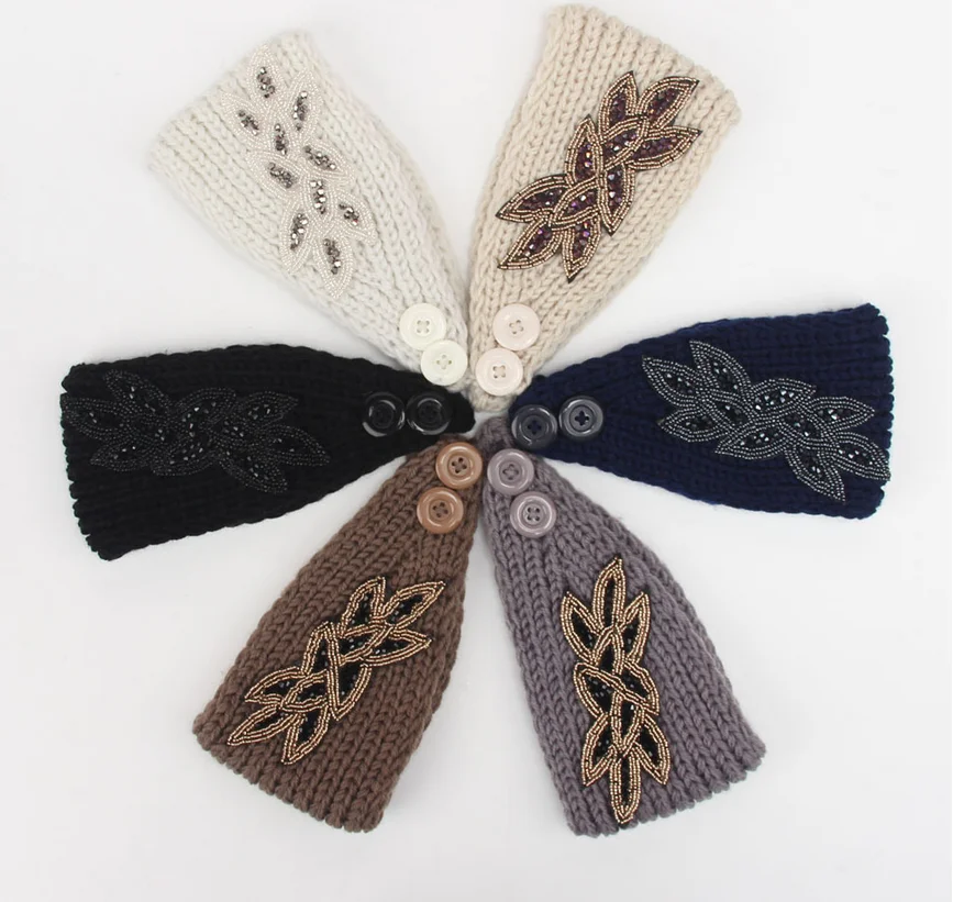 成人时尚手工钩针头带为妇女针织发带 b509