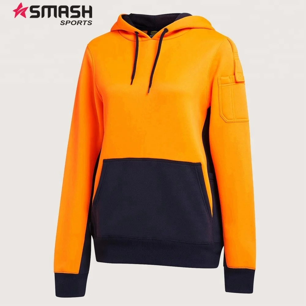 black hoodie with orange