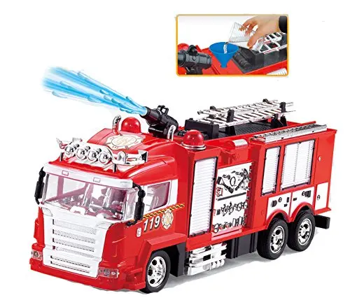 Liberty Imports R/C Rescue Fire Engine Toy Truck - Radio Control RC Fire Truck with Working Water Pump Shoots and Squirts Water