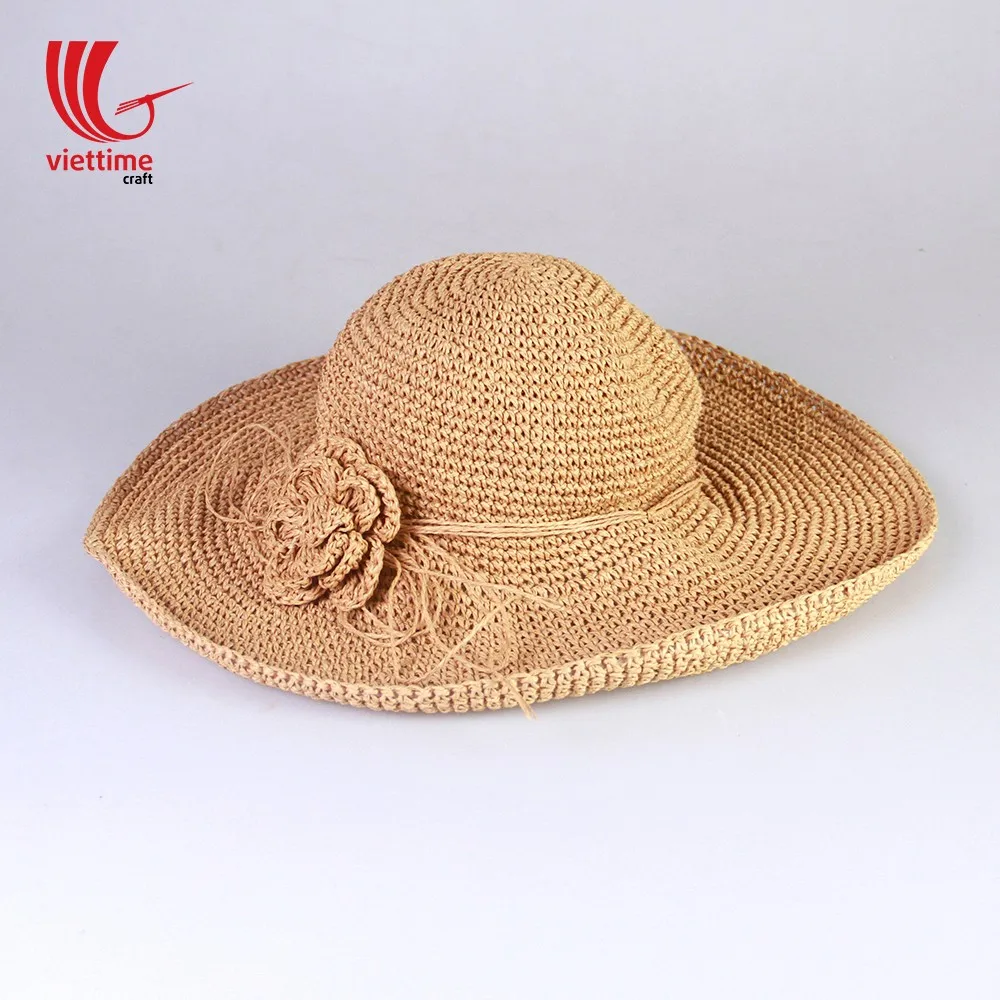 Light Brown Straw Beach Hat For Summer Wholesale/vintage Straw Beach