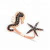 Adjustable Seahorse With Starfish Design Ring Wholesale Handcrafted 925 Sterling Silver Jewelry
