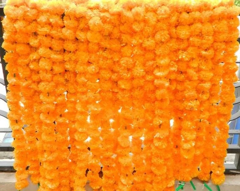 5 Metre Uzun Tellerinin Marigold Garlands Portakal Cicegi Garland