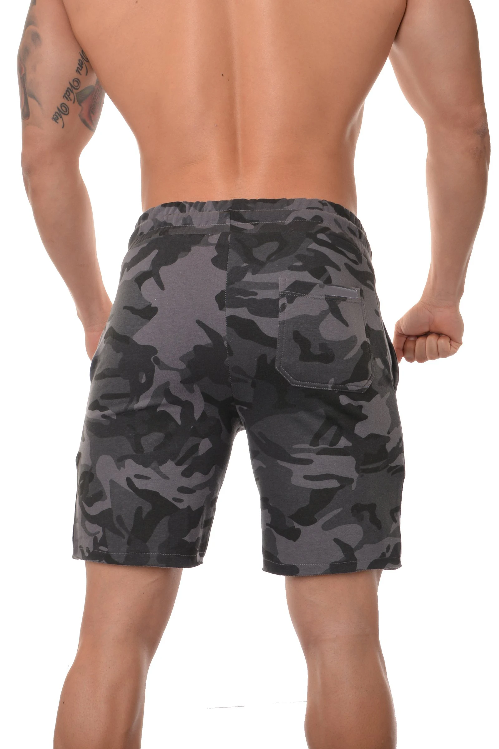 mens raw edged sweat shorts