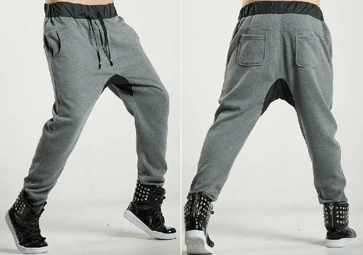 white drop crotch joggers