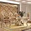 European solid wood dining table and chair combination 6 people home dining table rectangular marble surface dining room