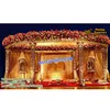 Round Fiber Mandap Setup USA, Traditional Indian Wedding Mandap, Exclusive Wedding Golden Carved Mandap USA