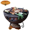 Classic Aztec stone table grill with wrought iron base, 44x26cm - 18x11 inches