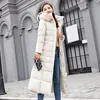 2018 popular wish ebay hot sell women warm thick Down cotton coat Rabbit hair hooded leather long down jacket