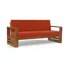 Home furniture 2 Seater Teak Finish Solid Wood Sofa