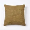 Luxury Olive Green Stone Washed Super Soft Jute Patchwork Geometric Cushion Covers From Jaipur Decore