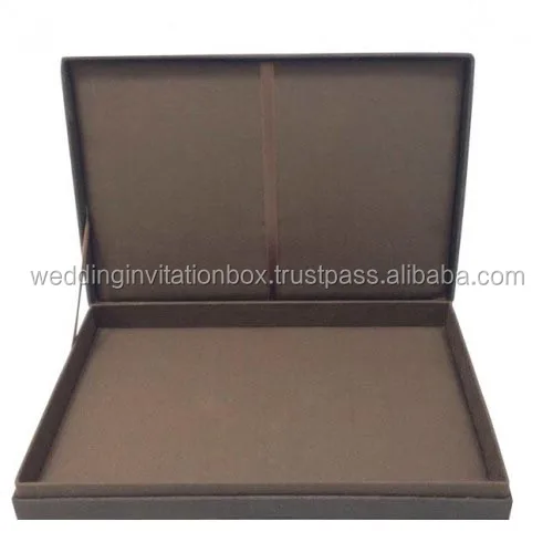 Luxury Padded Silk Covered Hinge Lid Chocolate brown Wedding Box