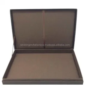 Luxury Padded Silk Covered Hinge Lid Chocolate brown Wedding Box