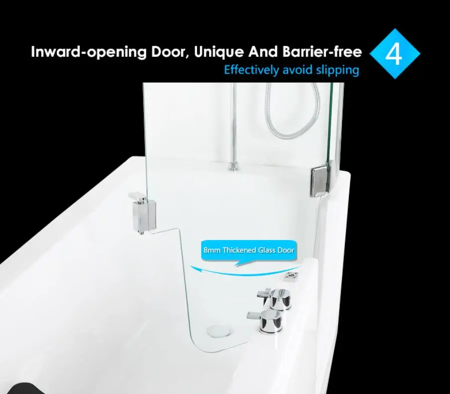 Modern shape cheap acrylic walk in bathtub adult soaking shower space saver