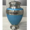 Azure Adult Cremation Urn with Blue Meena and Floral Engraving from India with high quality and cheap prices
