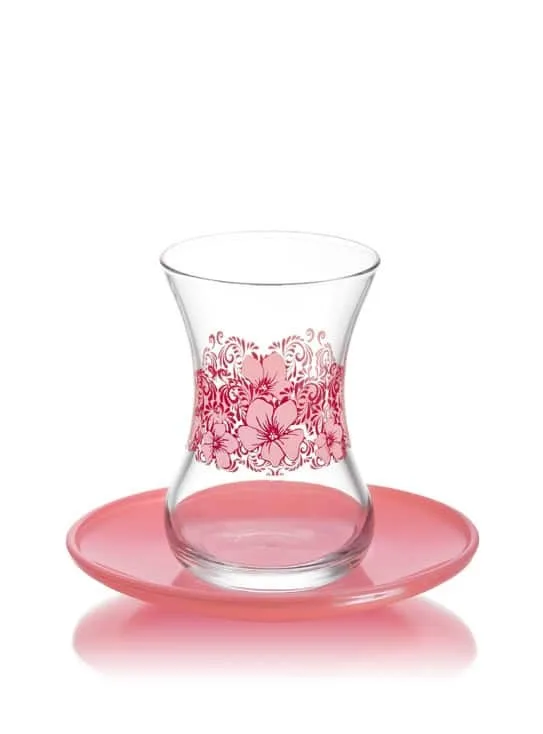 Turkish Tea Glasses Set Magnolia Design With Saucers Buy Turkish Tea Glasses,Turkish Tea