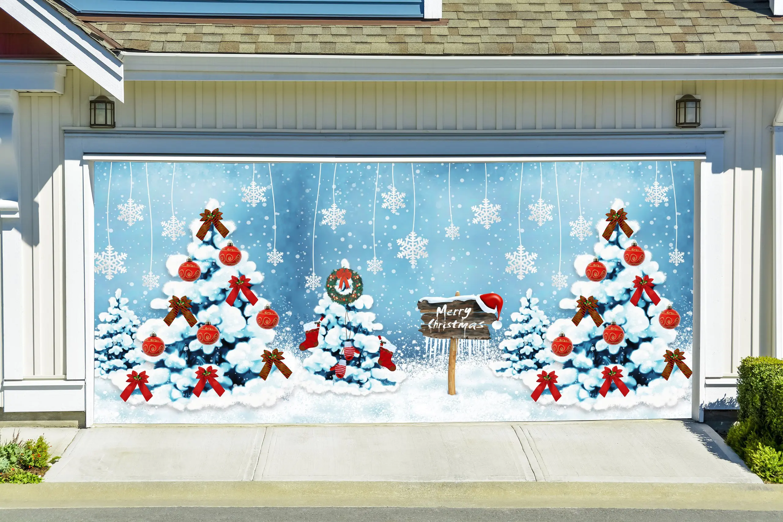 Buy Merry Christmas Garage Door Cover Full Color Christmas Door Murals