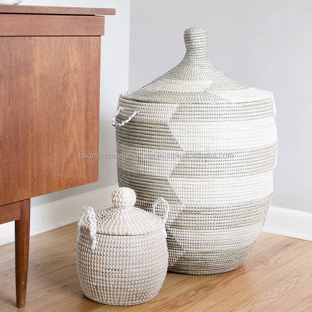 Set 3 White Wicker Seagrass Box For Home Storage Buy Seagrass Storage