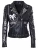 New Woman Punk Black Metal Studded Punk Cowhide Leather Jacket