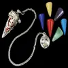 Chakra Cage Pendulum 2" Interchangeable Chakra Cone Silver w/ Pouch Divination Wicca Yes / No Pagan (Om)