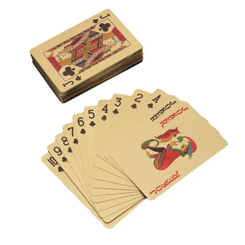 Gold Plated Poker Playing Cards Deck Foil 50 Pounds 100 Dollar 500 Euro Premium 