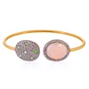 Silver 925 Gold Opal Diamond Women Cuff Bangle Jewelry