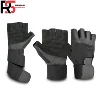 BLACK COLOR WHOLESALE GYM WEIGHT LIFTING GLOVES CHEAP PRICE LONG STRAP FULL LEATHER HARD FITNESS GLOVE WHOLESALE l RENOLD SPORTS