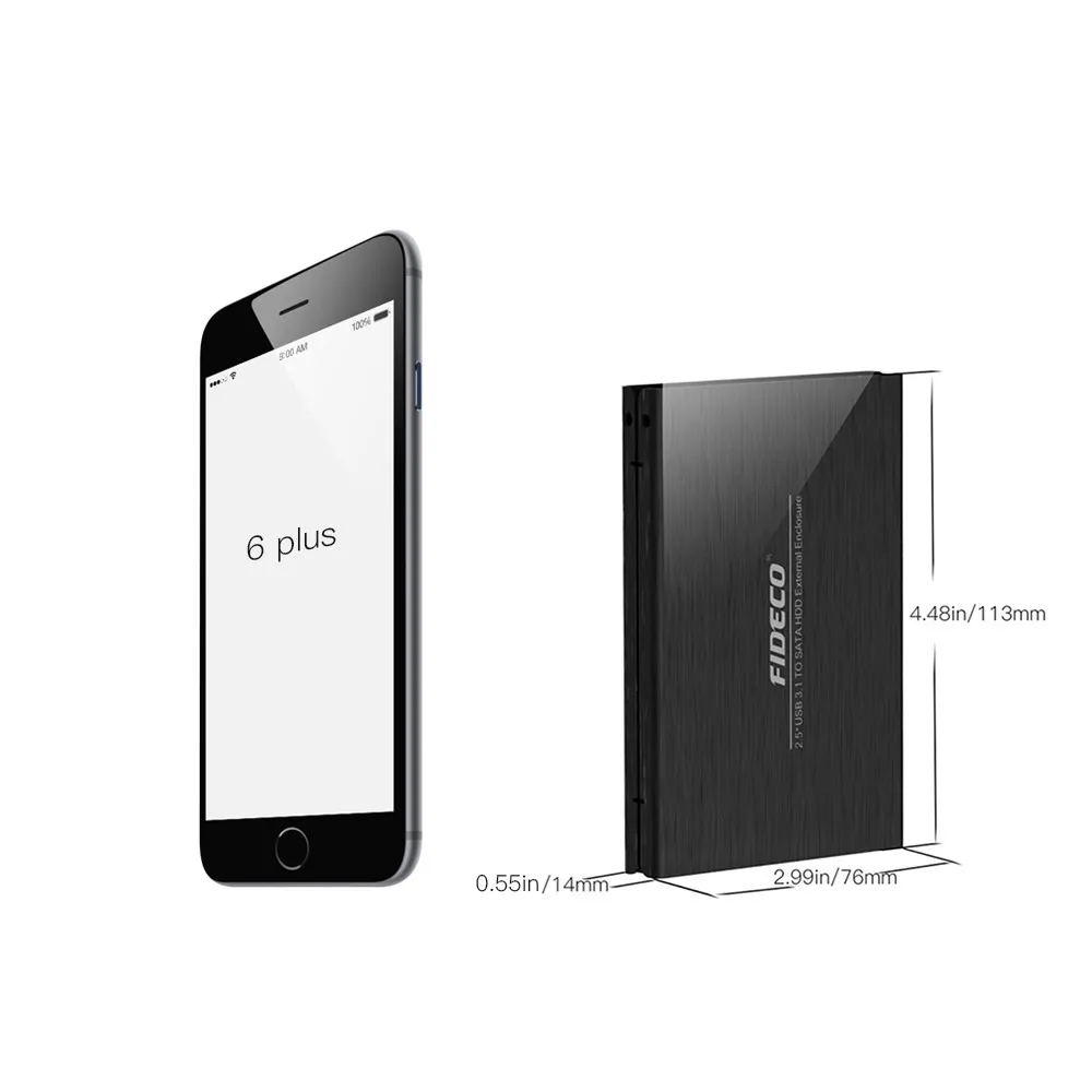 Fideco Hard Disk Enclosure Case 2.5 Inch Sata Usb 3.0 Ssd/hdd 1tb 2tb