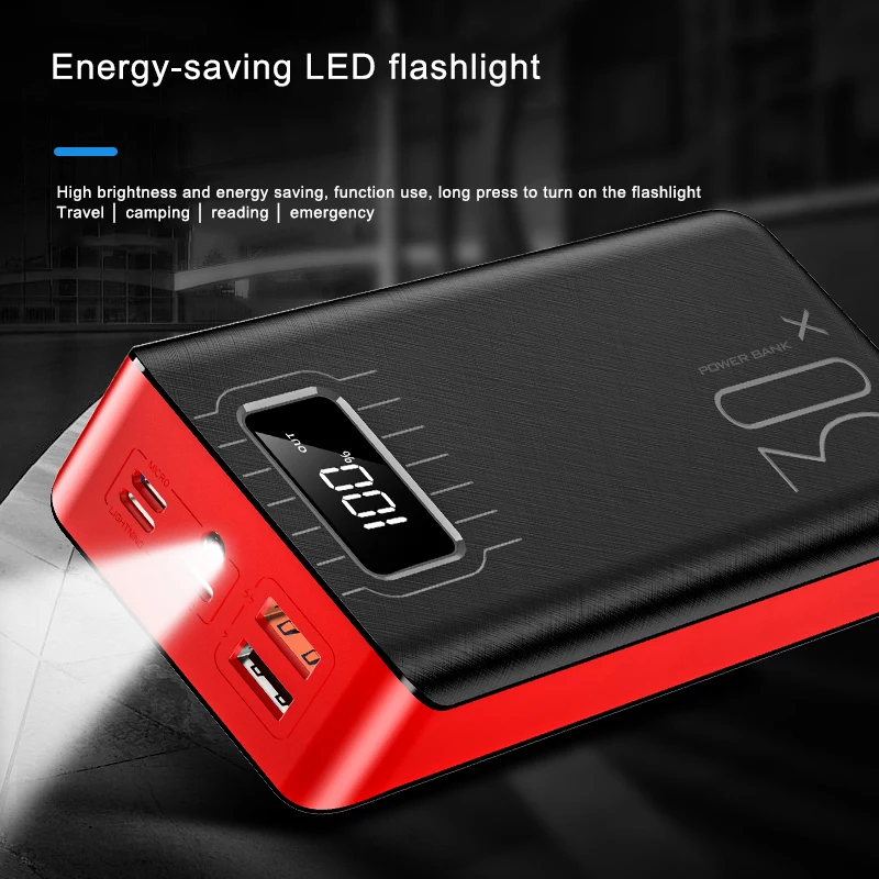 lager capacity 30000mah power bank LCD display 5 USB ports portable powerbank - ANKUX.COM