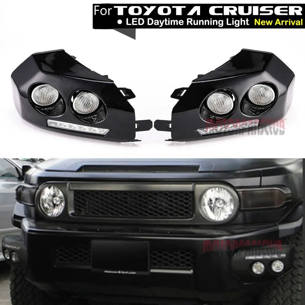 Get Quotations · MotorFansClub Daytime Running Light LED DRL Black Bumper Driving Fog Lights for Toyota Fj Cruiser 2007