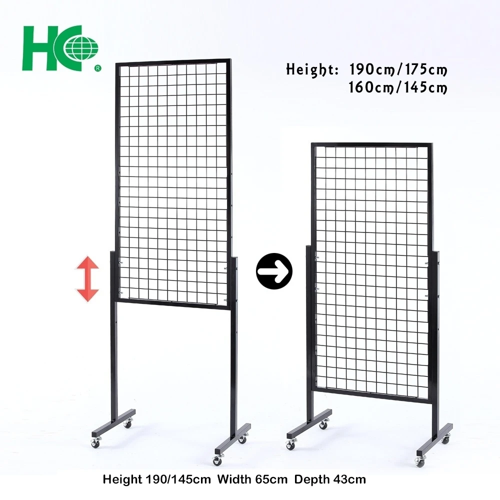 Black Metal Adjustable Grid Panel Display Stand With T Base For