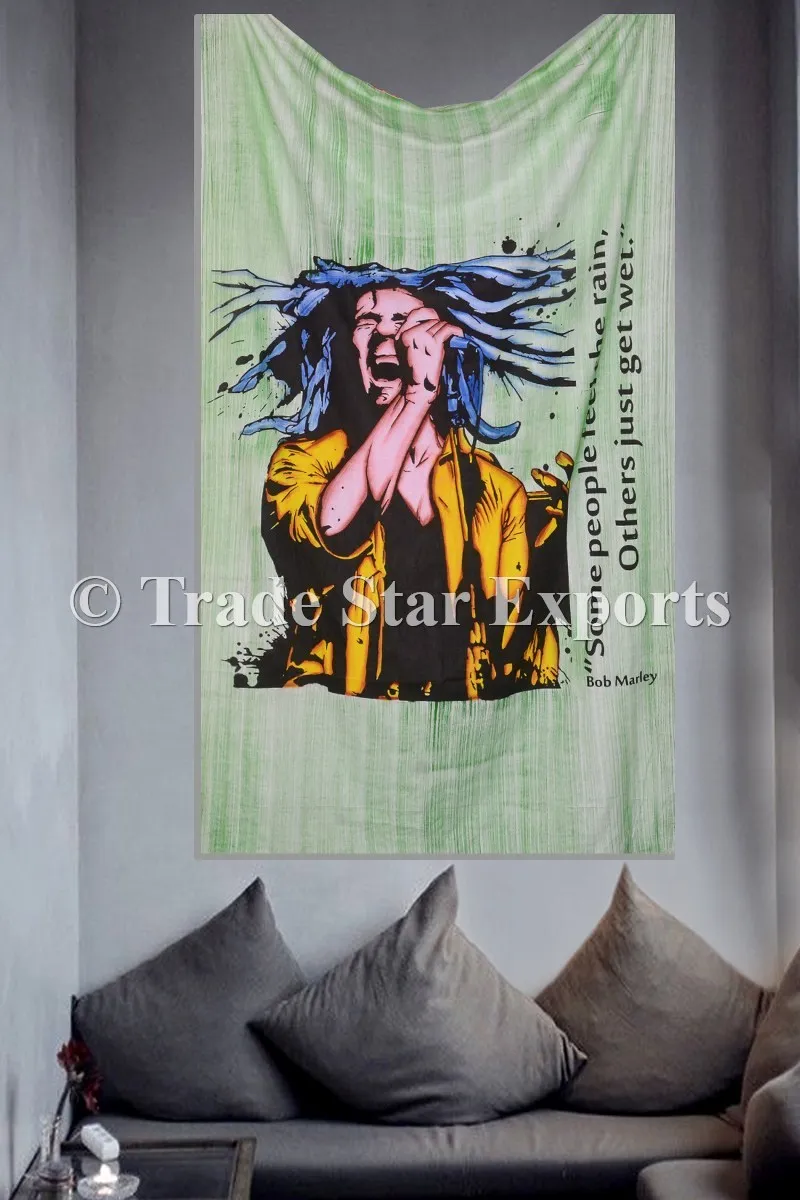 Bob Marley Painting Cotton Fabric Wall Hangings Hand Painted Art