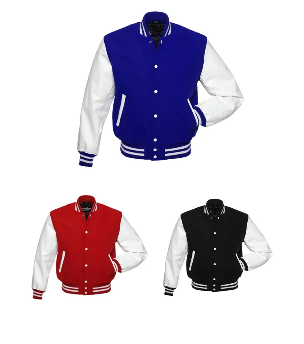 Custom American Men's Letterman Jacket Real Leather & Thick Wool ...