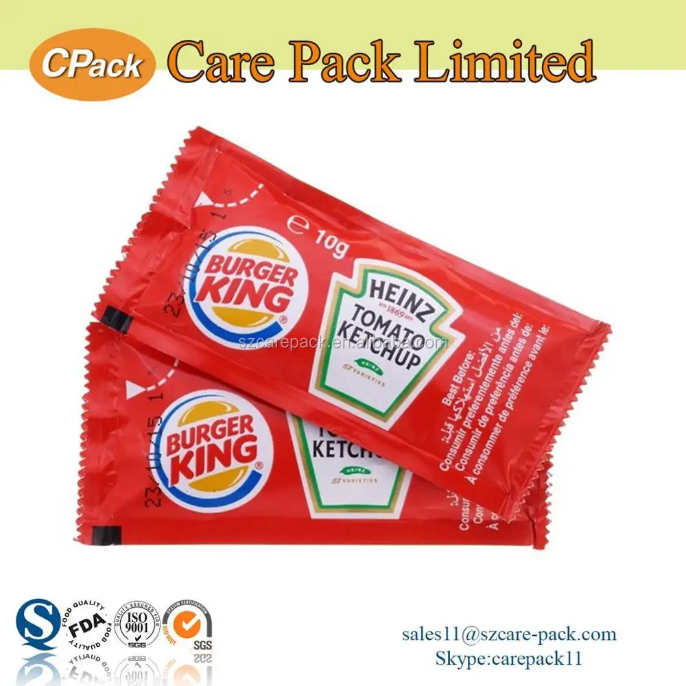 Food Grade Flat Bag Custom Printing Empty Aluminum Foil Ketchup Packets