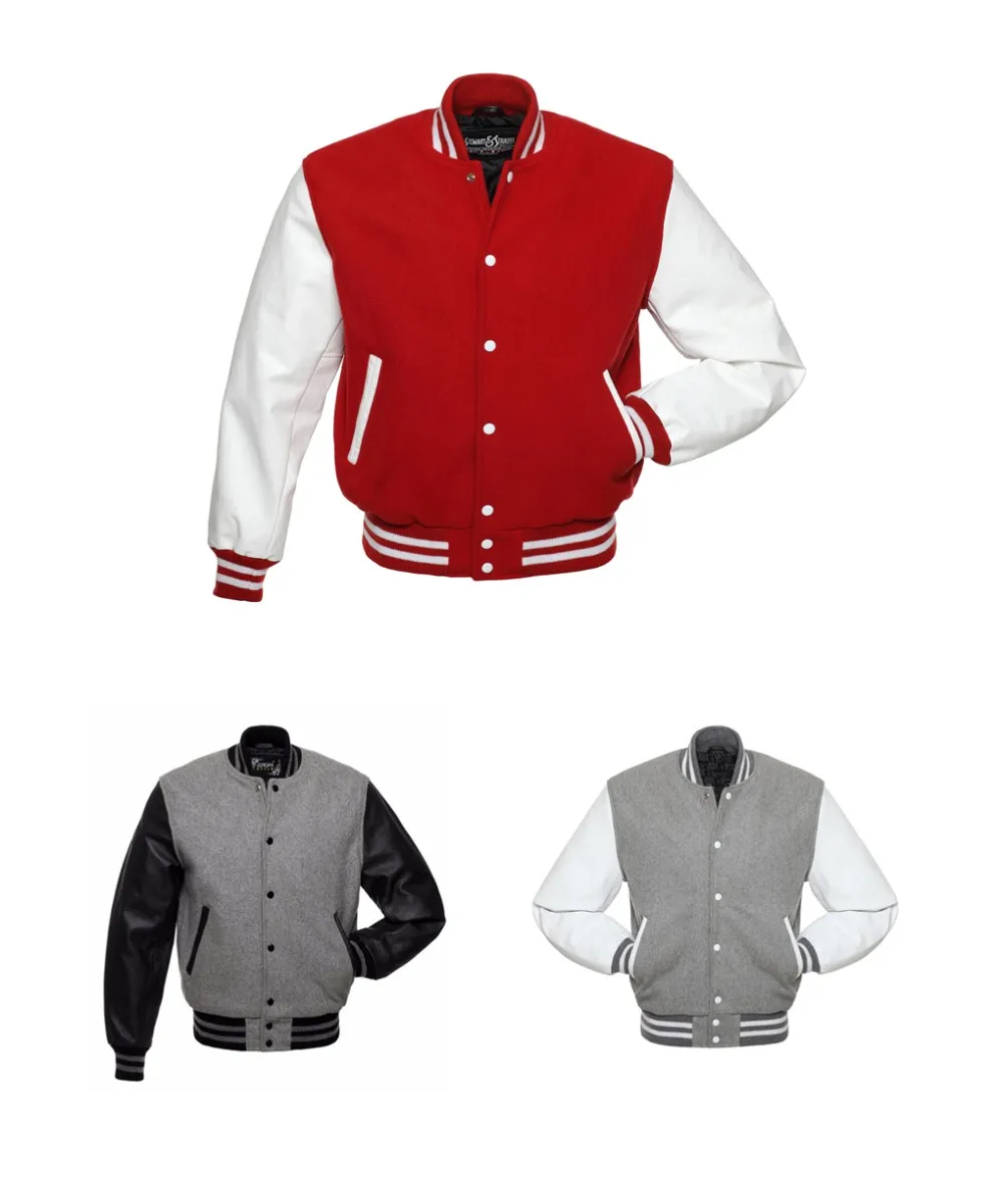 Custom American Men's Letterman Jacket Real Leather & Thick Wool
