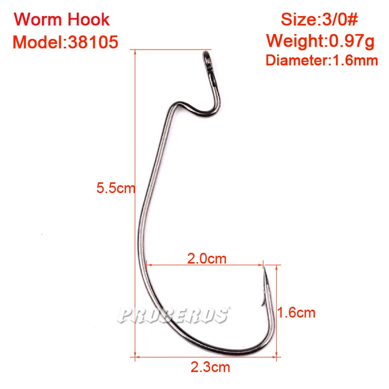 100Pieces Worm Hook Jig Big Fishing Hook Black Fishhook Size 1//0-5//0 Single Hook