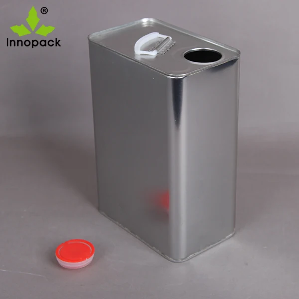 Custom Printed 1 Gallon Empty Metal Rectangle Tin Cans With Red Caps