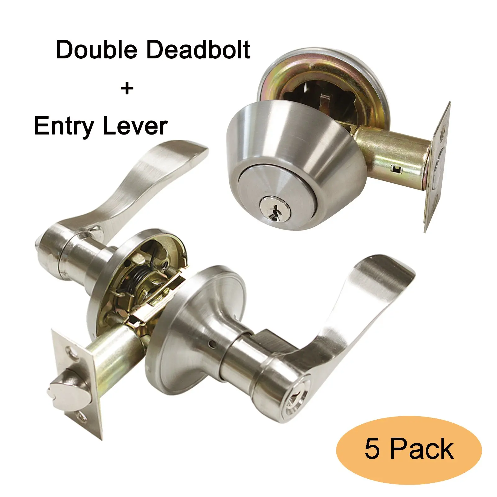 Buy Gobrico Satin Nickel Entry Door Lockset with Deadbolt (Double