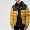High Street Hip Hop Men Black/ Yellow Knot Rope Down Jacket/ Puffy Style Down Jacket